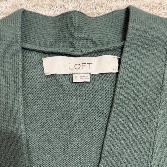 LOFT Green Button Front Cardigan | Size Small - Picture 7 of 7